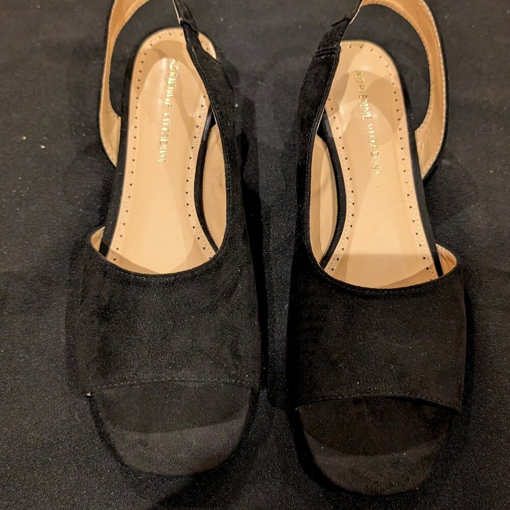 Adrienne Vittadini black suede sandals